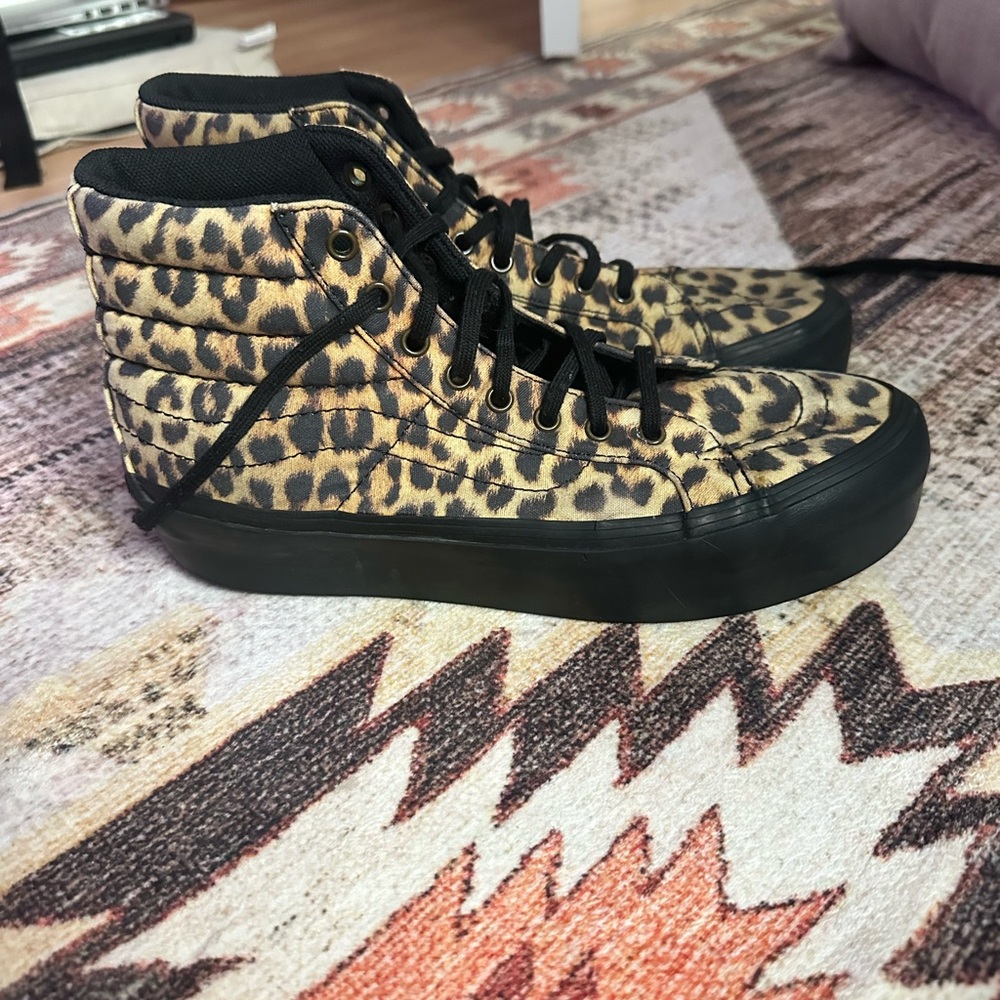 Vans Leopard Print High-Top Sneakers - Black Trim